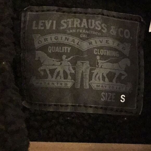 Levi Black Denium Shearling Jacket - Picture 3 of 5